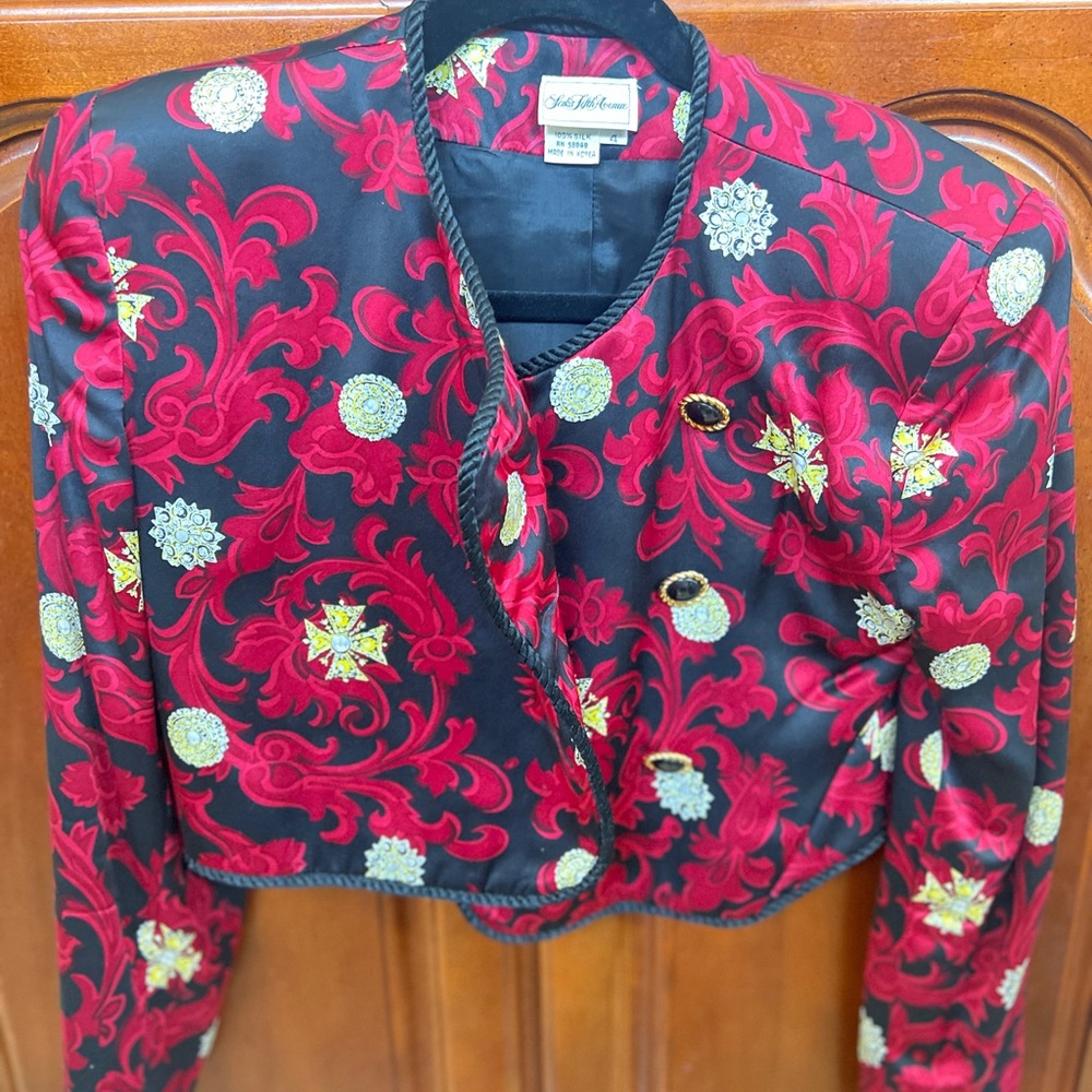 Saks Fifth Avenue Red and Black Blazer Bold Statement Piece